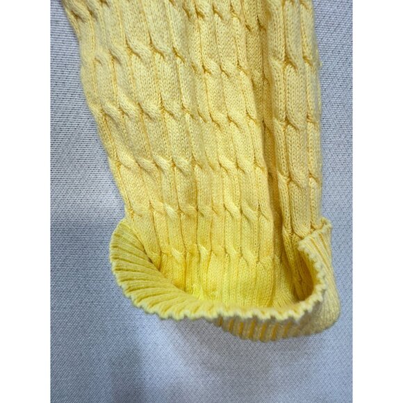 Crystal-Kobe Womens Cable Knit Cardigan Sweater Size M Yellow Button Up - Picture 6 of 9